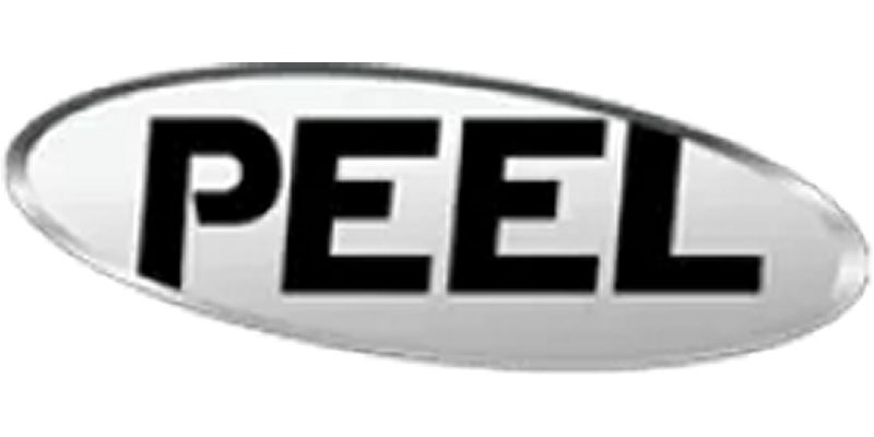 PEEL logo in black and white oval