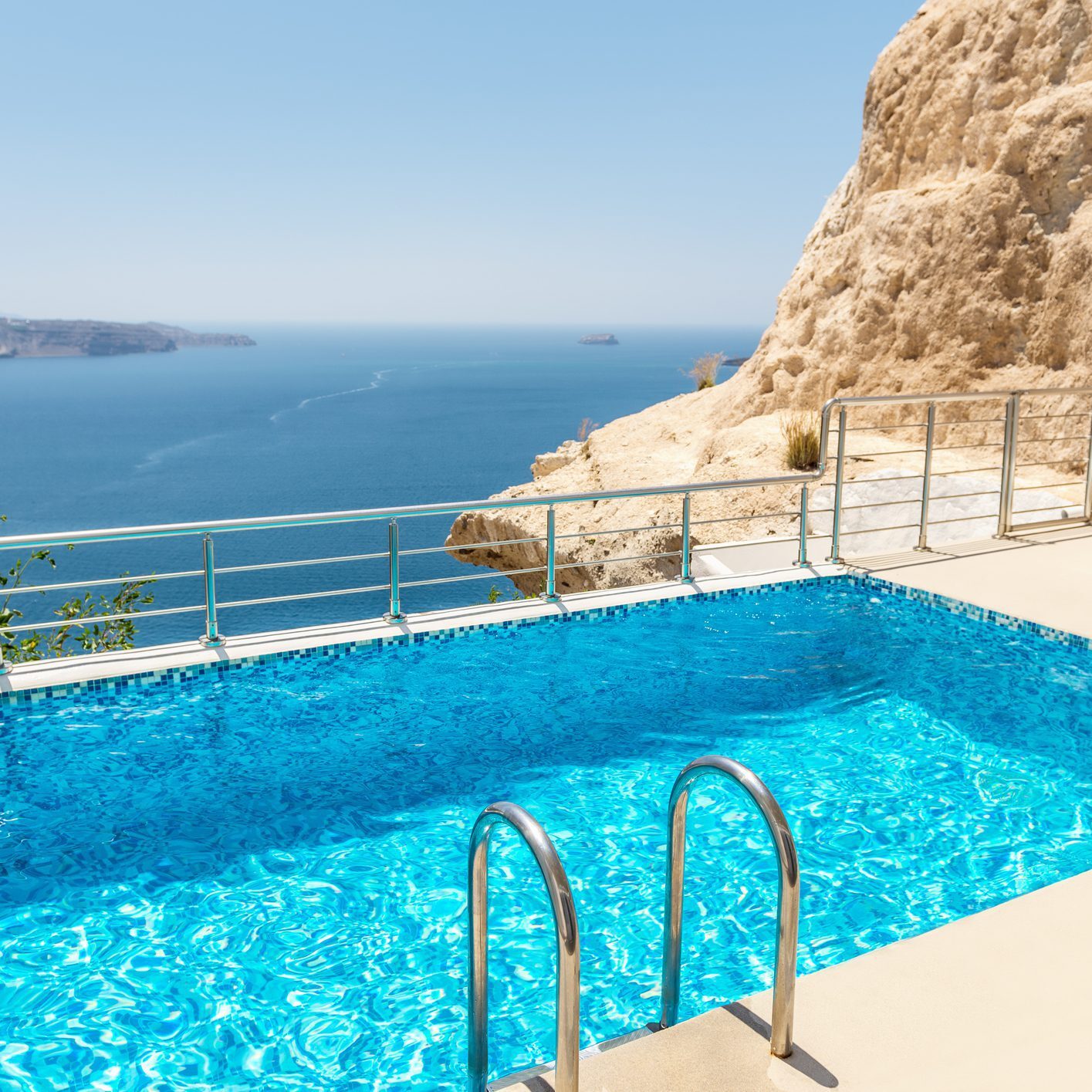 Luxury pool with sea and cliff view